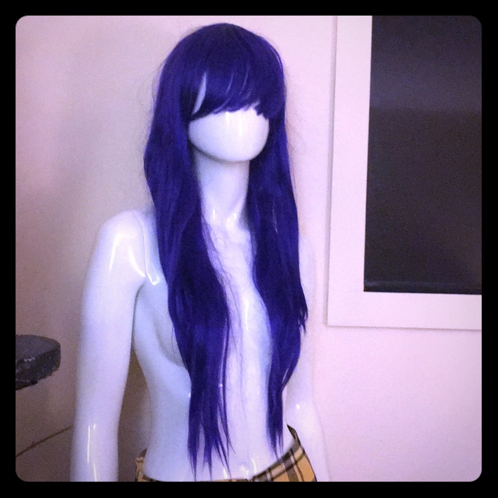 Long purple wig with bangs